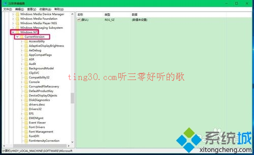 依次展开：Windows NT\CurrentVersion