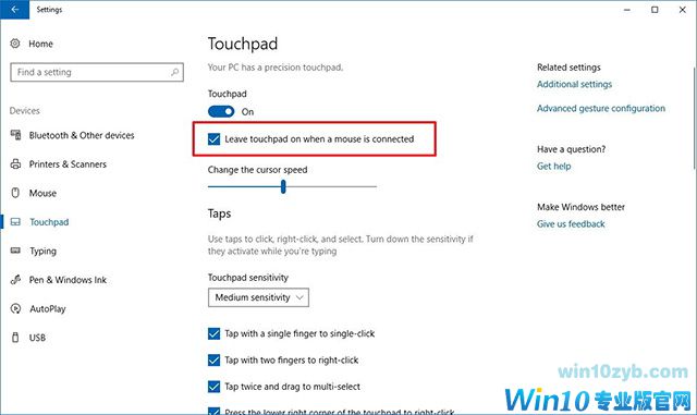 如何在Windows 10上连接鼠标时禁用触摸板
