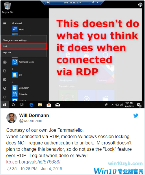 Win10 1903远程桌面存在网络身份验证bug,微软称是新功能