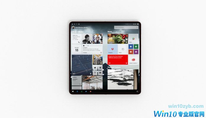 微软专利揭示可折叠双屏Win10设备构想