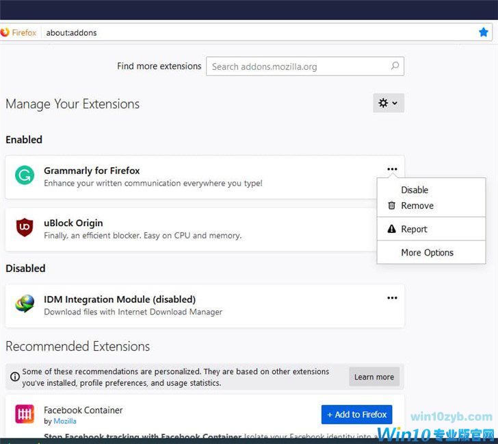 Mozilla将在下一版改进Firefox 68插件管理器UI