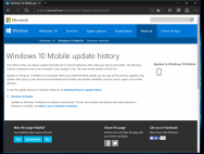 微软发布Win10 Mobile更新历史页面