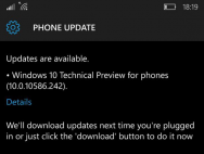 微软今日推送Win10 Mobile 10586.242