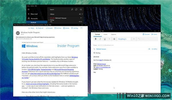 Win10 UWP版《Outlook邮件》更新:通知可交互