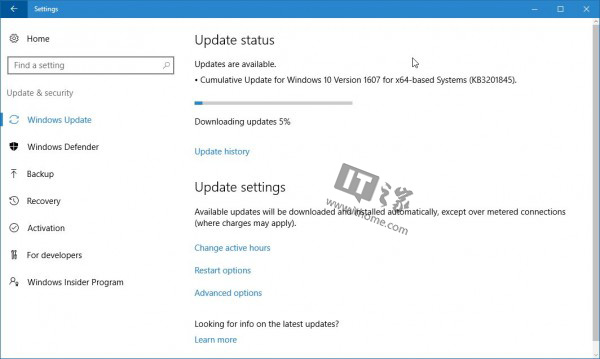 微软发布Windows 10累积更新KB3201845
