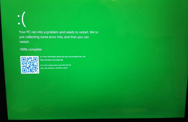 蓝屏死机要说再见？ 微软Win10开始测试绿屏死机