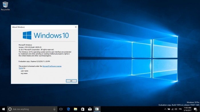 Win10 Build 15055发布:正式启用Version 1703