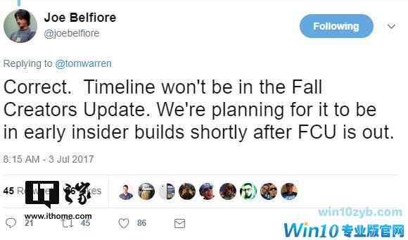 微软乔北峰确认:“Win10 RS4”预览版发布“时间轴”功能