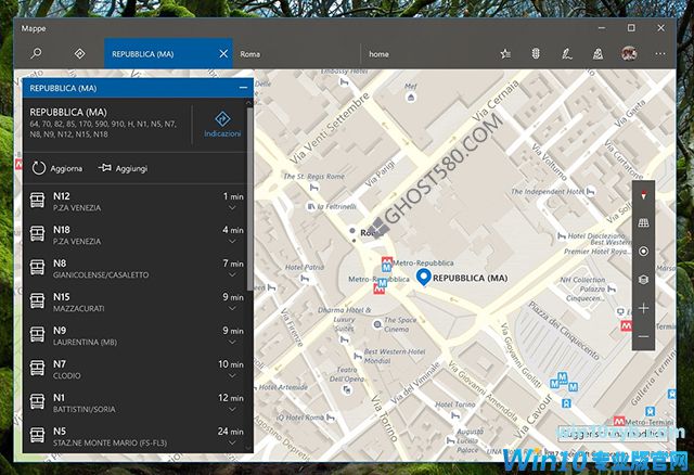 最新的Win10地图应用程序跳过提供公共汽车,渡轮,火车时刻表