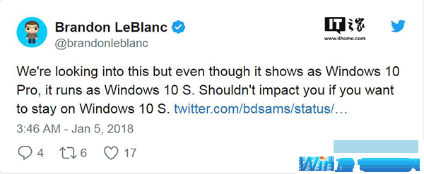 部分Win10 S Insider用户收到Win10专业版更新,微软回应